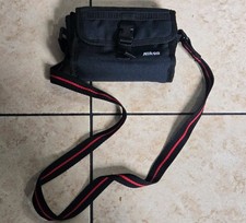 Nikon Camera Case Black Nylon With Black  Red Striped Over The Shoulder Strap