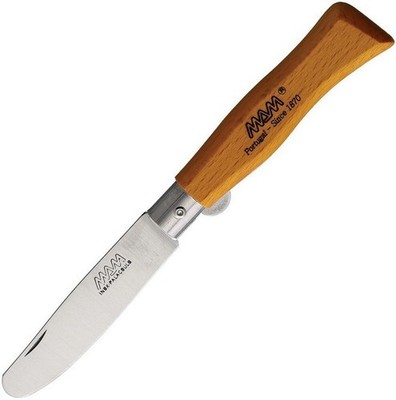 MAM Youth Linerlock Pocket Knife Steel Blade Yellow Wood Handle - 2004-YELLOW
