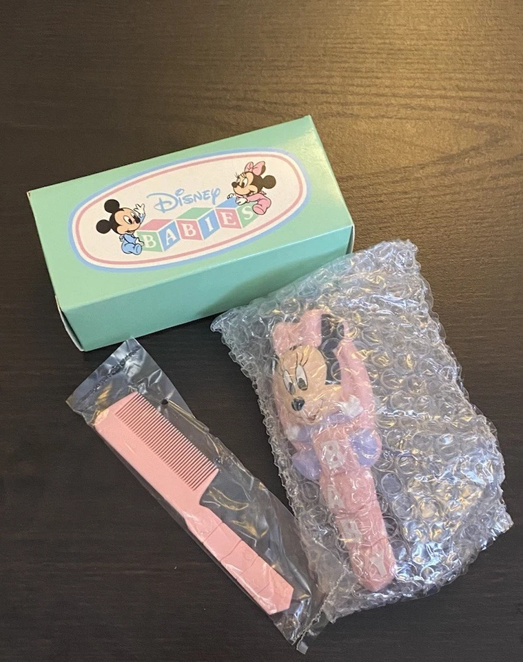 Juego de peine y pinceles vintage 1992 Disney Babies Minnie Mouse  Foto 2 de 4