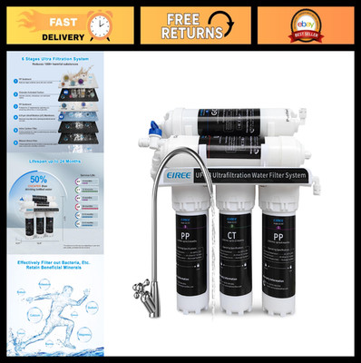 Ultra Filtration Under Sink Water Filter System - 6 Stage, Reduces Chlorine, Flu