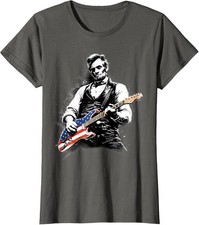 Abraham Lincoln Abe Lincoln Playing Guitar Ladies' Crewneck T-Shirt