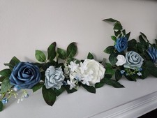 5 FT Artificial Flower Garland Dusty Blue Floral Vine Table Runner Decor