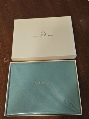 New Graphic Image Traditional Guests Sign In Book Leather Bound Teal Sea Foam