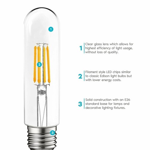 Luxrite T10 LED Tubular Edison Light Bulb 5W=60W Soft White Damp Rated 3-Pack - Picture 4 of 7