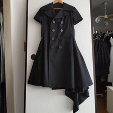 USED YOHJI YAMAMOTO TAFFETA PICKED TUCK TRENCH COAT DRESS GOOD