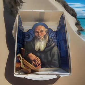 New St Benedict Greeting Card With Life History On Reverse