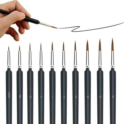 Pinselset 10 teilig fein Modellbau Acryl Hobby Malpinsel Malen nach Zahlen A2097