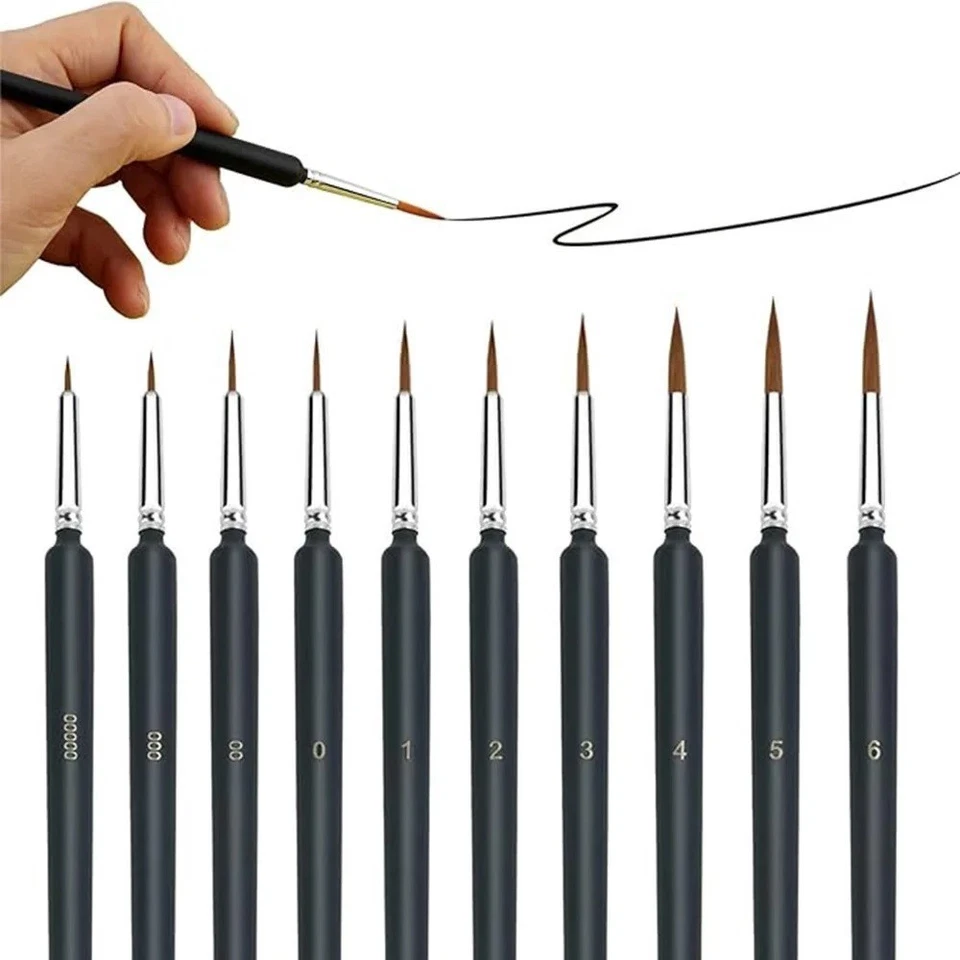 Pinselset 10 teilig fein Modellbau Acryl Hobby Malpinsel Malen nach Zahlen A2097 - Bild 1 von 4