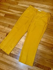 Mango Suit Mustard Yellow Wide Leg Pants Women’s Size 6 US Viscose Side Zip
