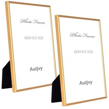 Autjvy 8x12 Picture Frame Set of 2, Matte Gold Modern Thin Aluminum Metal