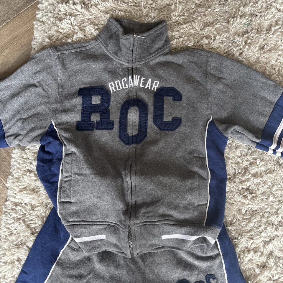 Conjunto de chándal vintage Rocawear niños jóvenes pequeño gris mezcla de algodón Foto 2 de 4