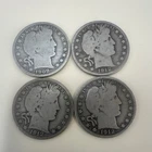 4 Barber Half Dollar 1908O, 1912D, 1912S, 1912.