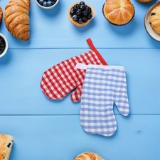 6 PCS Checkered Oven Gloves Toddler Baking Childrens Mitts Kid Cooking