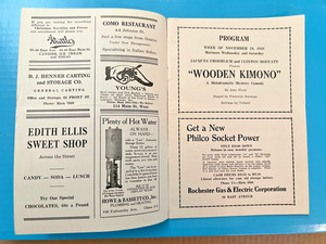 1926 Lyceum Theatre -  Playbill Ephemera, Rochester, NY "WOODEN KIMONO"￼