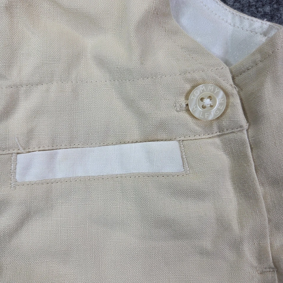 VTG Tommy Hilfiger Kids Linen Overalls Romper Beige Adjustable Button 3/6 Months - Изображение 3 из 4