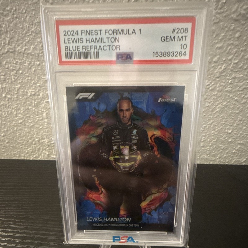 Topps 2024 Finest Formula 1 Lewis Hamilton Blue Refractor /99 #206 PSA 10