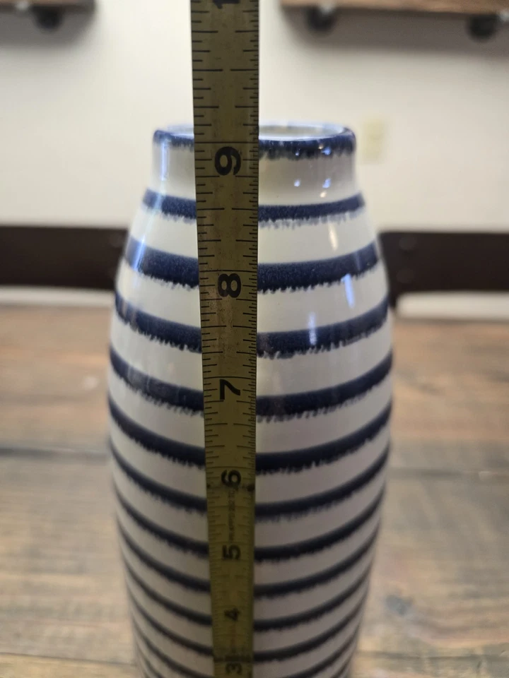 Modern Beach Blue and White Flower Vase Home Office Decor - Image 2 of 4