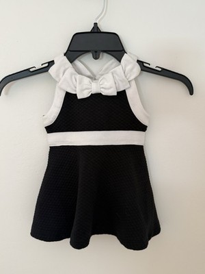 Janie and Jack Black Dress With White Trim 6-12 Months