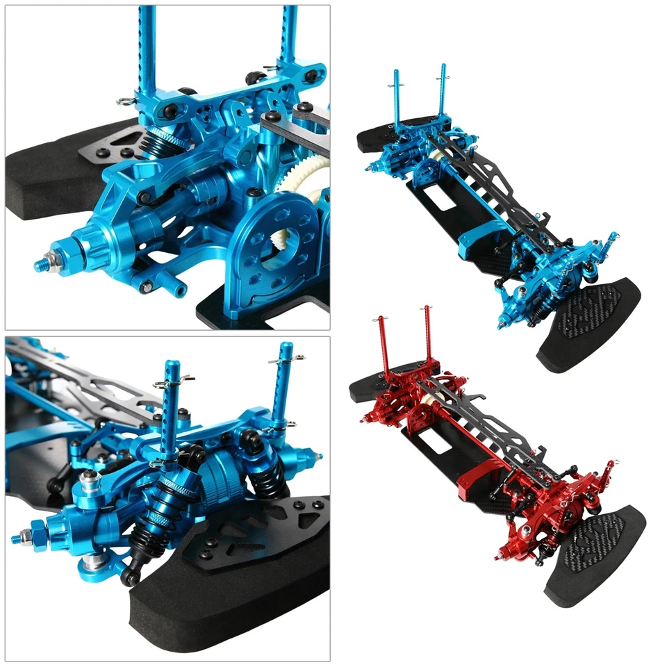 Upgraded CNC Alloy Carbon Fiber Chassis Frame Kit For TT02 TT-02 1/10 RC Car - Image 2 of 4