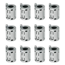 12 Pcs Ferrite Filter Ring Core Cable Clip ID 7mm with Ears, Gray
