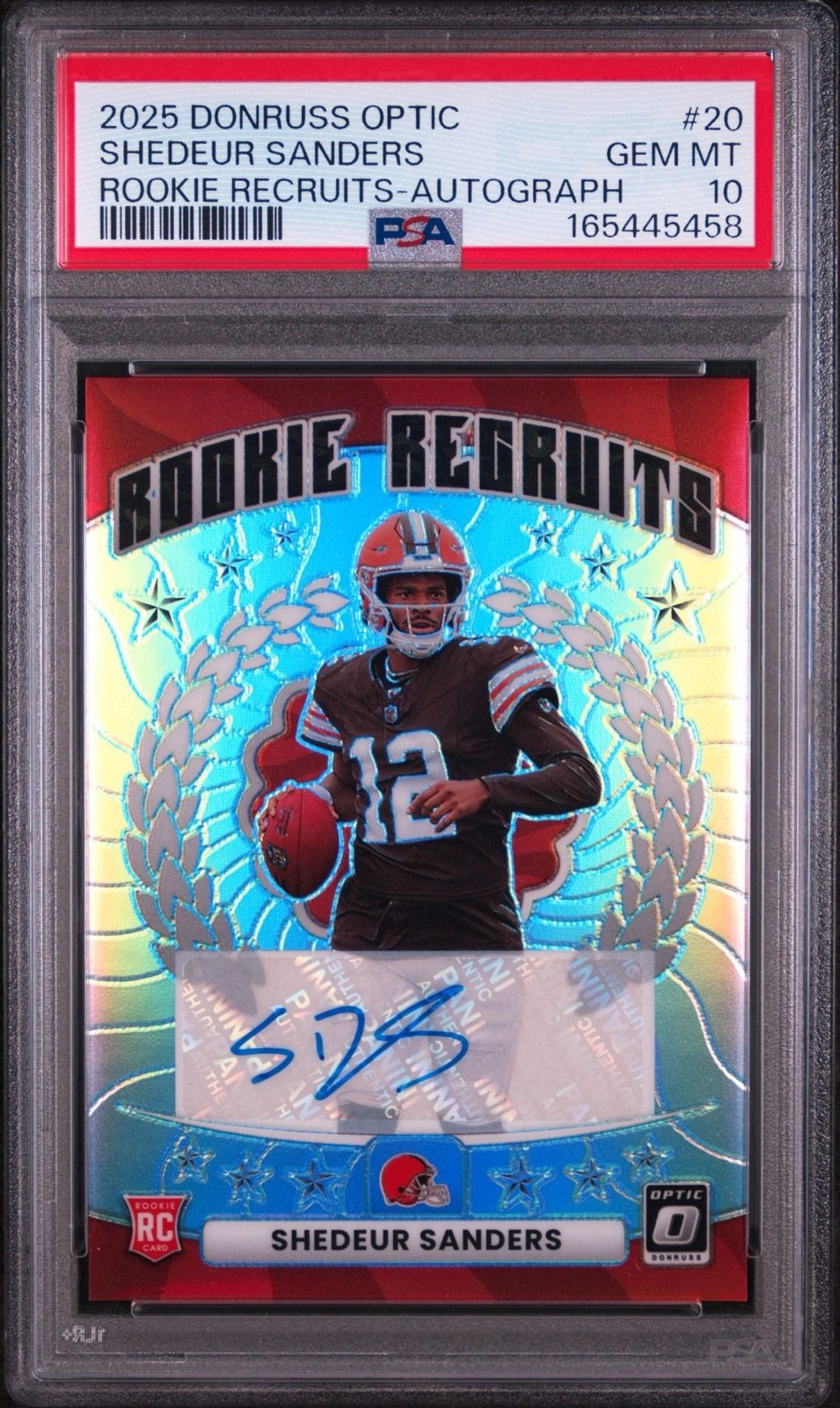 2025 Panini Donruss Optic - Shedeur Sanders Rookie Recruits Auto /199 #20 PSA 10
