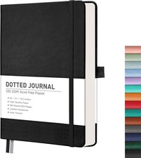 Dotted Journal Notebook, 256 Pas, A5 Medium Size, Leather