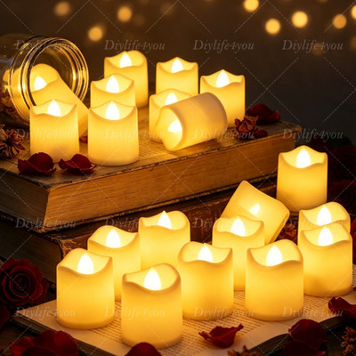 12-24 Pack LED Tea Lights Battery Operated Flameless Votive Candles Warm White