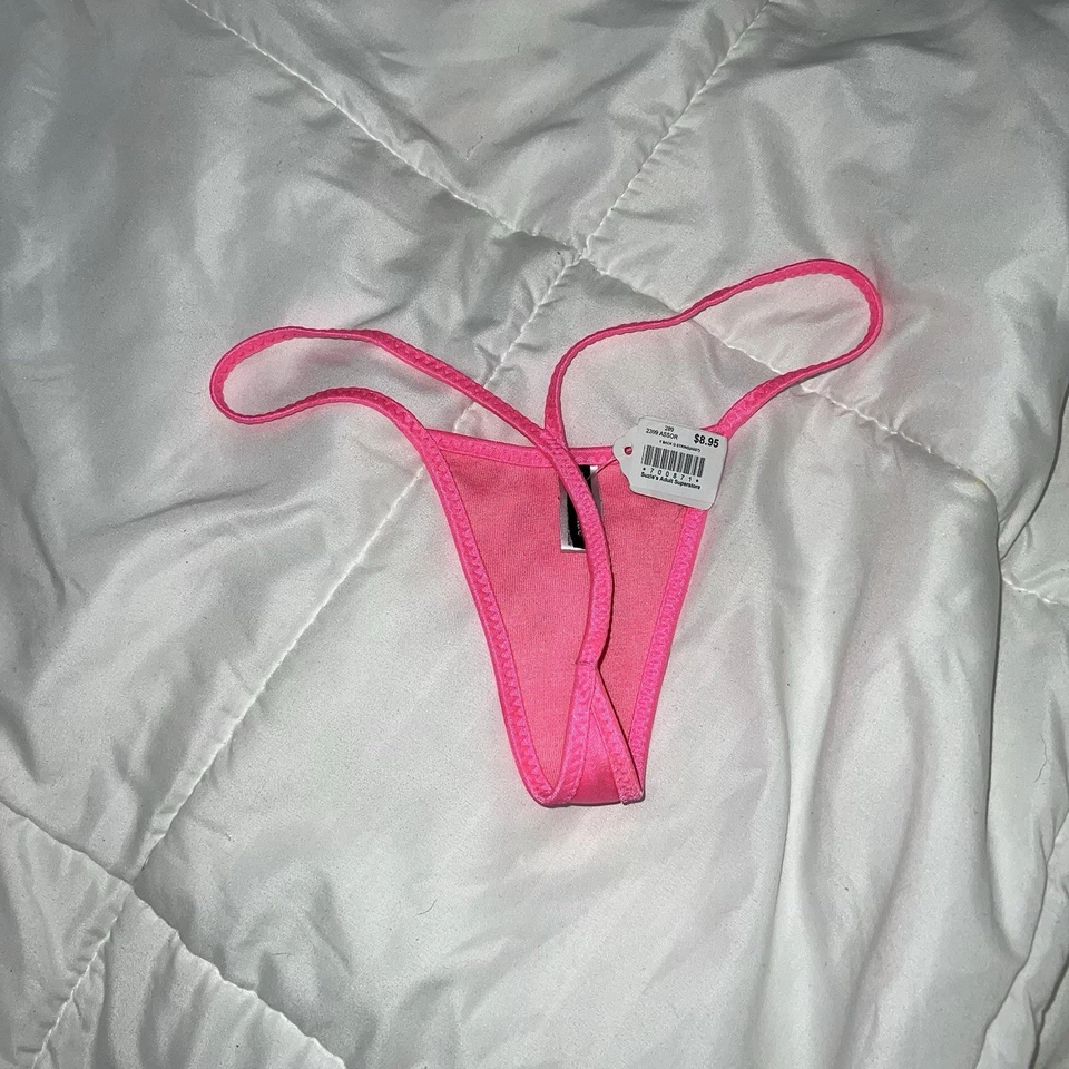 全新带标签 Y2K Dead Stock 丁字裤霓虹粉色腿大道品牌 OSFM 超级舒适 — 第 2/3 张图片