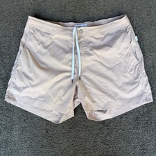 Onia Charles 7 Inch Swim Trunks Mens XL Beige Tan Nylon Stretch Mesh Lined XL/TG