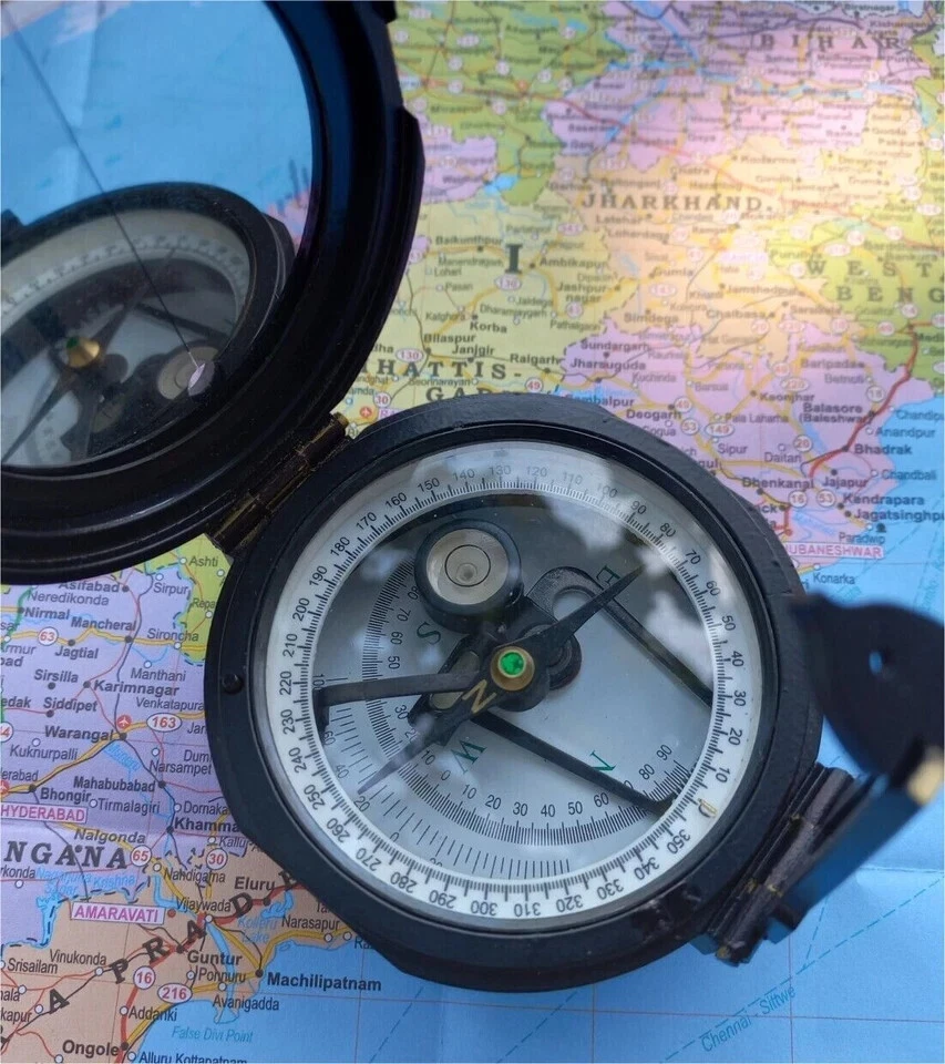Brújula Brunton Pocket Transit con bolsa de cuero brújula topográfica geográfica Foto 3 de 4