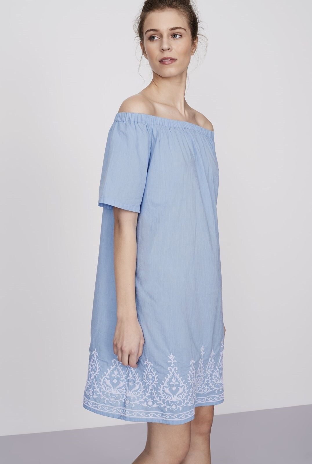 LTS Long Tall Sally Off The Shoulder bluee Bardot Embroidered Dress Sz 14 100 LTS Long Tall Sally Off The Shoulder bluee Bardot Embroidered Dress Sz 14 100