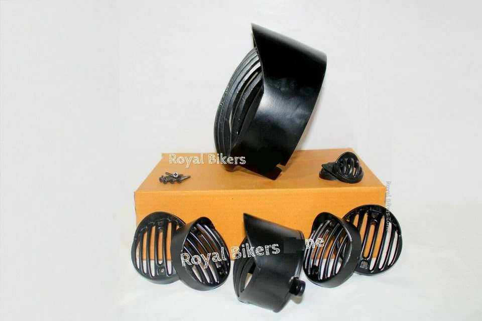 Fit For Royal Enfield Bullet 500 - "Headlight Cover Grille Set Black" - Image 2 of 4