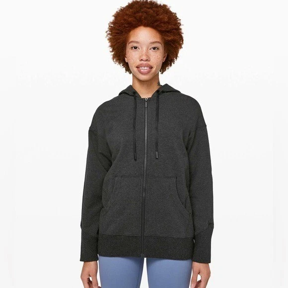 Lululemon Ready to Roll Full Zip Hooded Jacket Black Terry Sweatshirt W3BYNS - 4