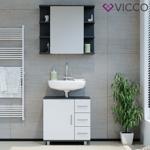 Conjunto de muebles de baño VICCO ILIAS blanco antracita - 2 piezas - Imagen 4 de 8