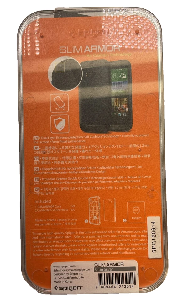 Funda Spigen Slim Armor para HTC One M8 - Plata satinada Foto 2 de 4
