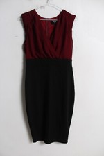 AX Paris Womens Wrap Style Smart Dress - Maroon Black - Size 12 (J87)