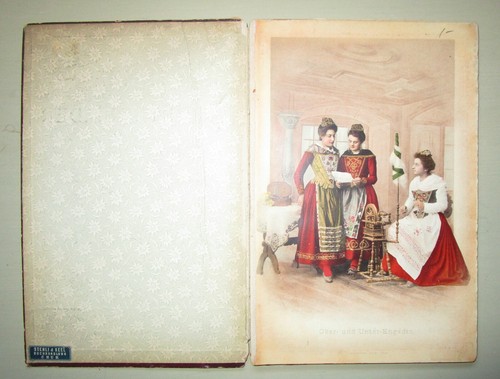 1890s RATISCHE TRACHTENBILDER LITHOGRAPHS SWITZERLAND BOOK COSTUMES HC 12 LITHOS - Picture 2 of 4
