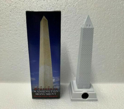 WASHINGTON MONUMENT WHITE DIE CAST METAL COLLECTIBLE PENCIL SHARPENER NEW 