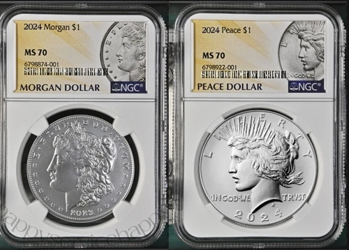 2024 Morgan & Peace American Silver Dollar Uncirculated NGC MS70 MS 70 Presale!