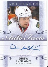 2014-15 Artifacts hockey Upper Deck UD DREW LEBLANC #A-DL Auto Facts