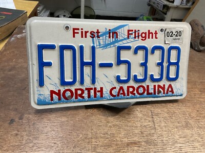 License Plate Vintage North Carolina NC ''First in Flight'' FDH 5338 2020 Rustic