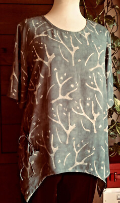 AW 148 BLUSE asymm. GRAU+HELLGRAU **NEU*LP*ab*80* * A-LINE-TUNIKA Shirt ART WEAR