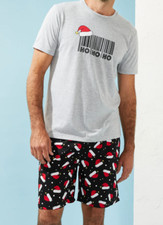 MENS size L Christmas Ho Ho Ho barcode Summer pyjamas Rivers pjs large NEW 484