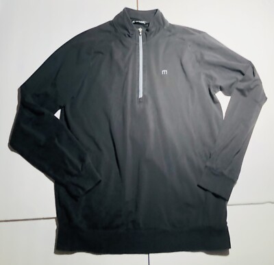 Travis Matthew Mens Black 1/4 Zip Pullover Shirt With Pockets Golf Size Large