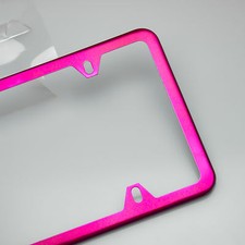 4 Holes Powder Coated Hot Pink Stainless Steel License Plate Frame Holder Slim