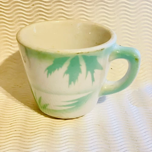 Vintage Jackson Restaurant China Coffee Cup Mug Airbrushed Turquoise Palm Trees