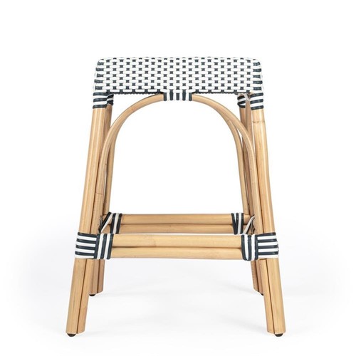Butler Specialty Company Robias Rattan 24.5" Counter Stool - White & Navy Stripe - Picture 6 of 8