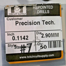 TCT REPOINTED DRILLS SLOT 2.90MM 0.1142" DIA 0.343" FLUTE LOT OF 41