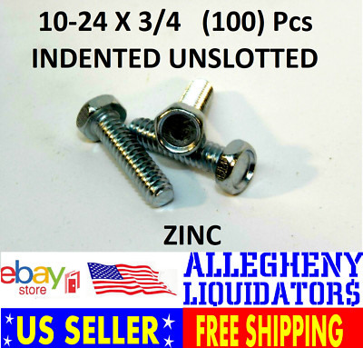 (100 pcs) 10-24 x 3/4'' UNSLOTTED INDENTED ZINC Hex Head Machine Screws NH