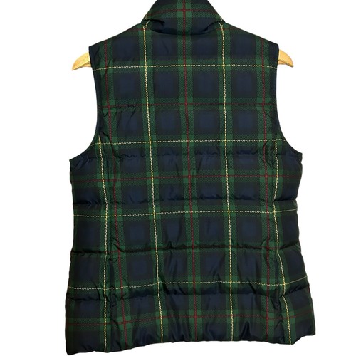 J Jill Plaid Vest Down Filled Puffer Snap Front Tartan Blue Green. Zip Pockets - Picture 2 of 6